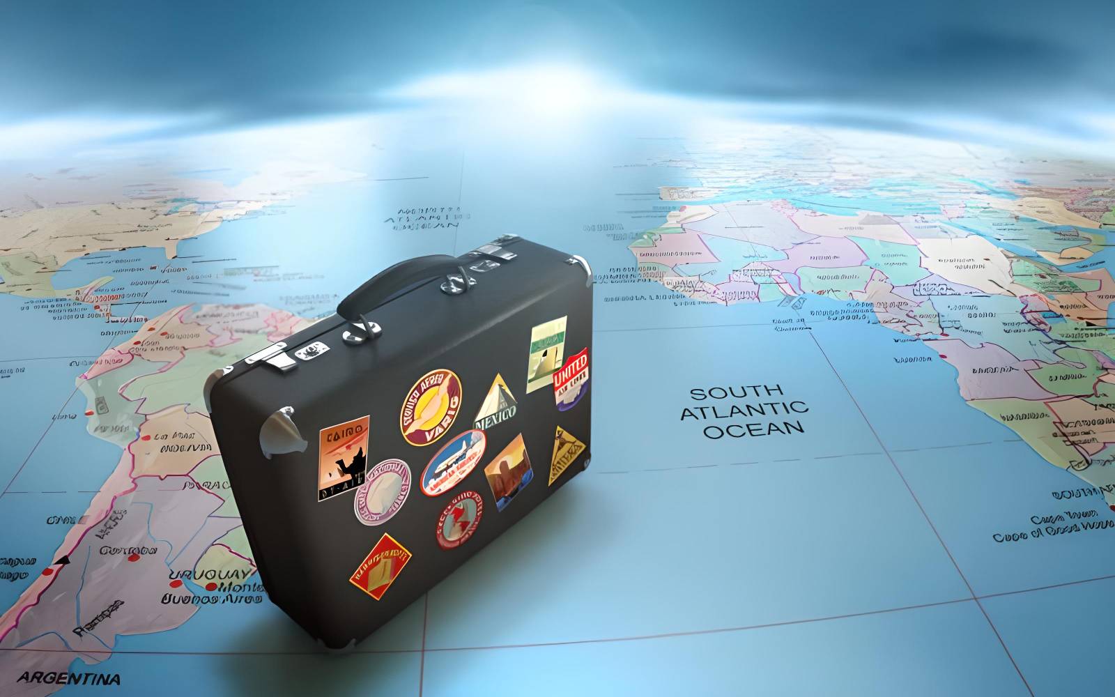 travel map with suitcase