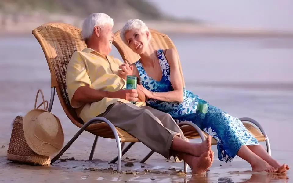 elderly people on the beach